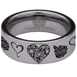 Heart Rose Tungsten Carbide Ring