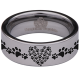 Dog Paw Heart Tungsten Carbide Ring