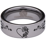 Heart Swirl Tungsten Carbide Ring