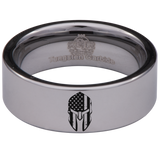 Spartan Helmet American Flag Tungsten Carbide Ring
