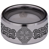 Celtic Cross Knot Shield Tungsten Carbide Ring
