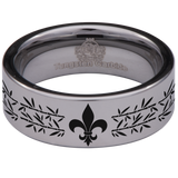 Fleur de lis Tungsten Carbide Ring