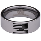 USA Flag and Rifle Tungsten Carbide Ring