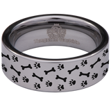 Dog Bones and Paws Tungsten Carbide Ring