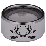 Trophy Antler and Arrows Tungsten Carbide Ring