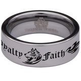 Tribal Wolf + Loyalty Faith Alpha Tungsten Carbide Ring
