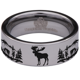Moose Scenery Tungsten Carbide Ring