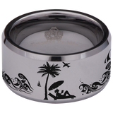 Beach Scenery Tungsten Carbide Ring