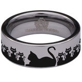 Cat Crowd Tungsten Carbide Ring