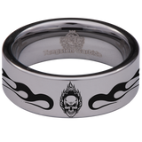 Flaming Skull Tungsten Carbide Ring