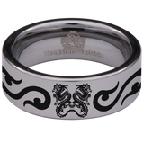 Twin Tribal Dragon Tungsten Carbide Ring