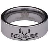 Eat Sleep Hunt Deer Tungsten Carbide Ring