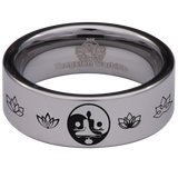 Elemental Yin Yang Tungsten Carbide Ring