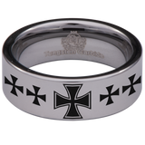 Iron Cross Tungsten Carbide Ring