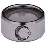 Celtic Moon and Star Tungsten Carbide Ring 12mm