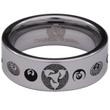 Japanese Crane Tungsten Carbide Ring