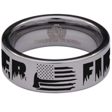 Firefighter Axe American Flag Tungsten Carbide Ring