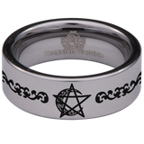 Moon Pentacle Tungsten Carbide Ring