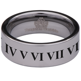 Roman Numerals Tungsten Carbide Ring