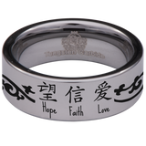 Chinese Hope Faith Love Tungsten Carbide Ring