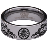 Steampunk Clock Tungsten Carbide Ring