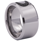 Celtic Moon and Star Tungsten Carbide Ring 12mm