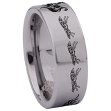 Flaming Wolf Tungsten Carbide Ring