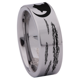 Howling Wolf on Moon Tungsten Carbide Ring