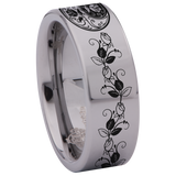 Floral Yin Yang Tungsten Carbide Ring