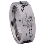 Geometric Wolf and Deer Tungsten Carbide Ring