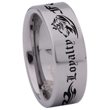 Tribal Wolf + Loyalty Faith Alpha Tungsten Carbide Ring