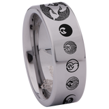 Japanese Crane Tungsten Carbide Ring