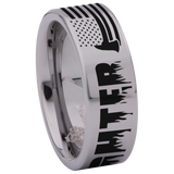 Firefighter Axe American Flag Tungsten Carbide Ring