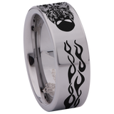 Wolf and Skull Tungsten Carbide Ring