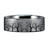 Wolf and Trees Style 2 Tungsten Carbide Ring