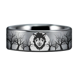 Wolf and Trees Style 2 Tungsten Carbide Ring