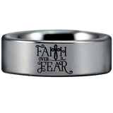 Faith Over Fear Cross Tungsten Carbide Ring
