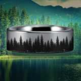 Tree Scenery Tungsten Carbide Ring