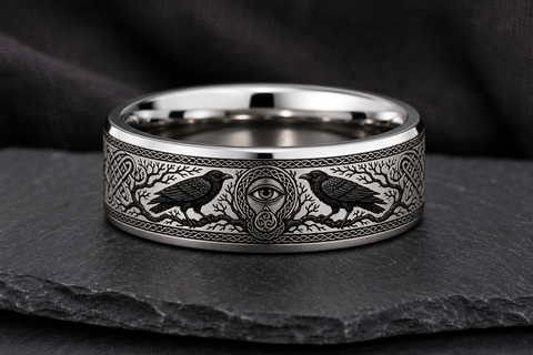 Odin Raven Celtic Knot Signet Ring hero mockup