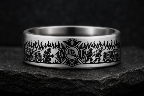 Firefighter Maltese Cross Shield Ring hero mockup