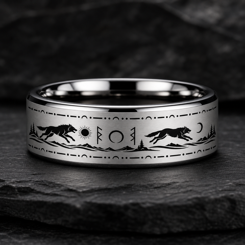 Skoll Hati Eclipse Wolf Ring hero mockup