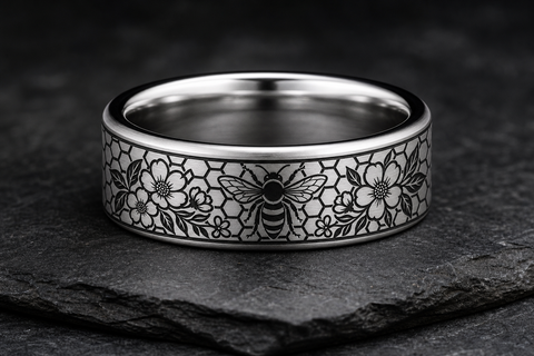 Honeycomb Bee Silhouette Ring hero mockup
