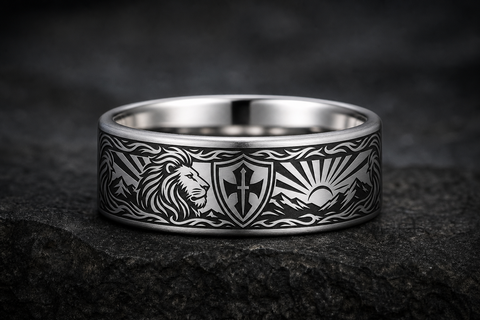 Lion Courage Shield Ring hero mockup