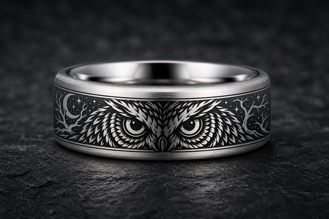 Owl Wisdom Eyes Ring hero mockup