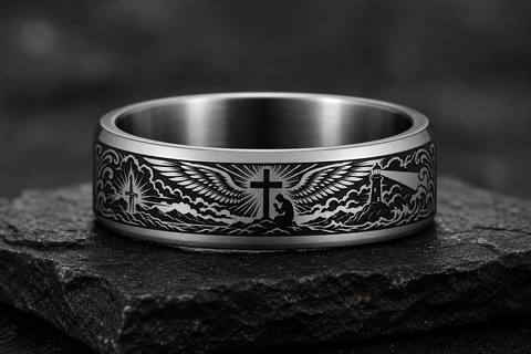 Lord's Prayer Cross Accent Ring hero mockup