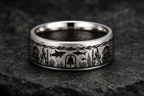 Shark Ocean Ladder Rails Ring hero mockup