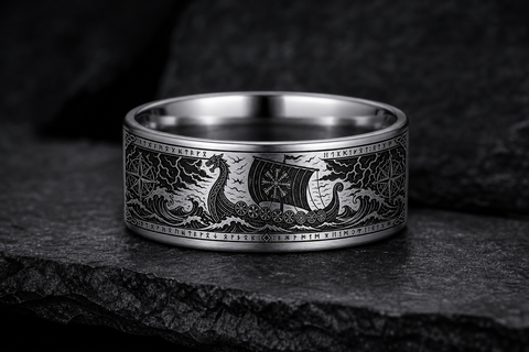 Viking Longship Rune Ring hero mockup