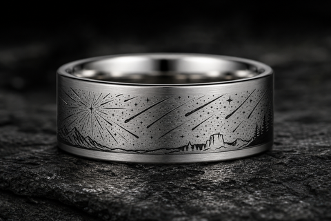 Meteor Shower Streaking Meteors Ring hero mockup