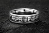 Anchor Rope-Rail Nautical Tungsten Ring Harbor Light & Wave Line hero mockup