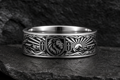 Lion Courage Shield Ring hero mockup